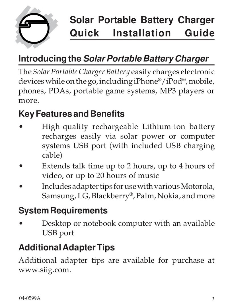 SIIG Solar Portable Battery Charger Quick installation guide