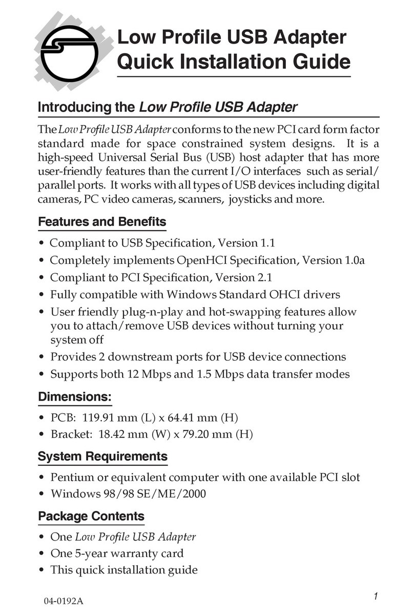 SIIG Low Profile USB Adapter Quick installation guide