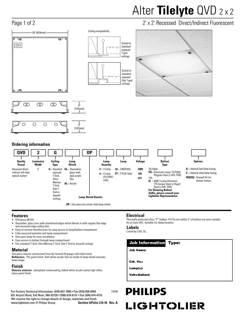 Lightolier Alter Tilelyte QVD User manual