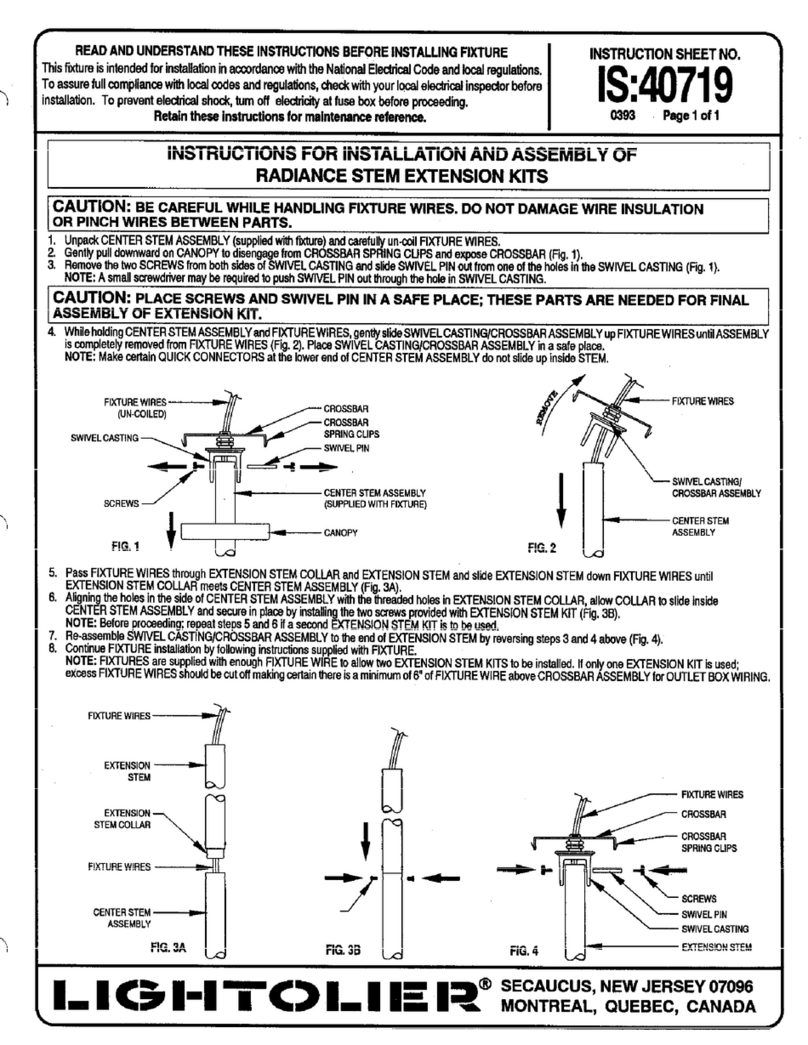 Lightolier RADIANCE STEM EXTENSION KITS Guide