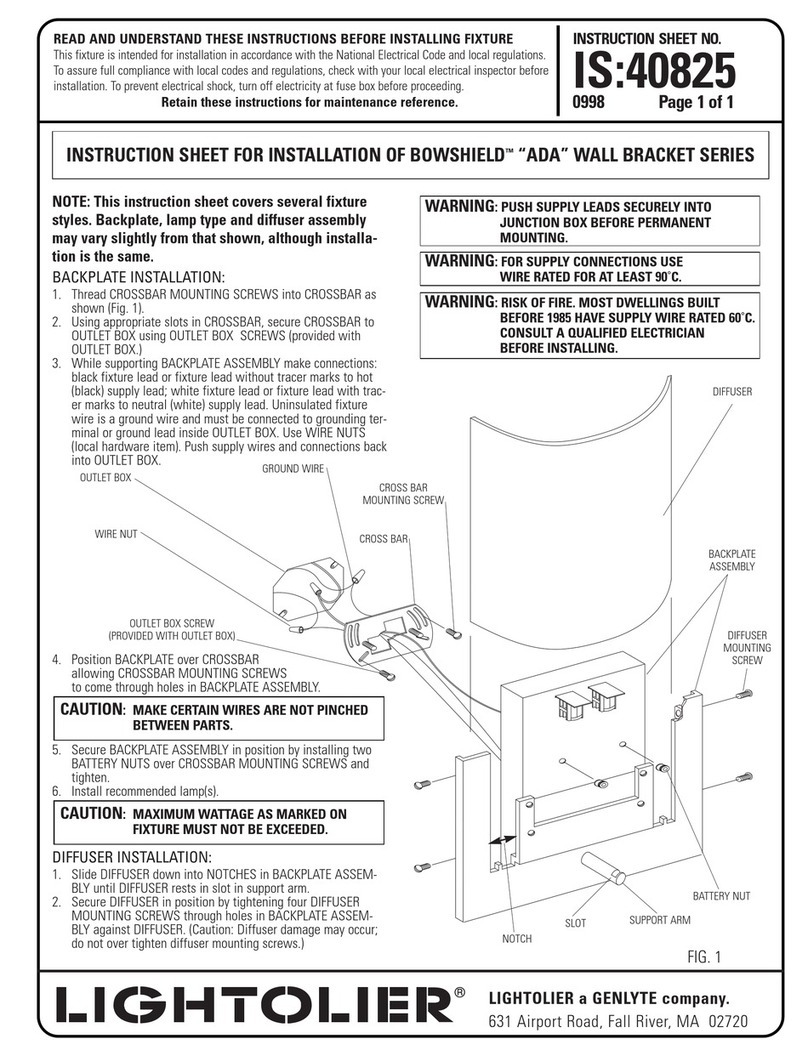 Lightolier BOWSHIELD “ADA” WALL BRACKET SERIES Guide