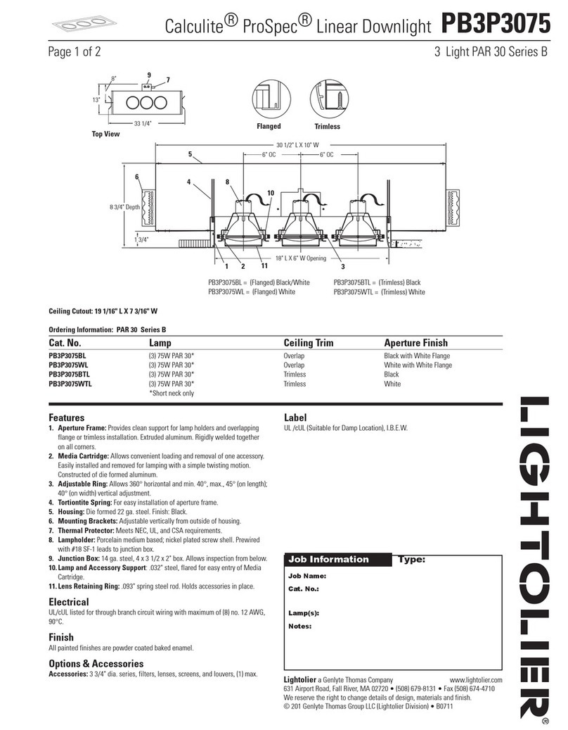 Lightolier Calculite ProSpec PB3P3075 specification Lightolier Calculite ProSpec PB3P3075 specification