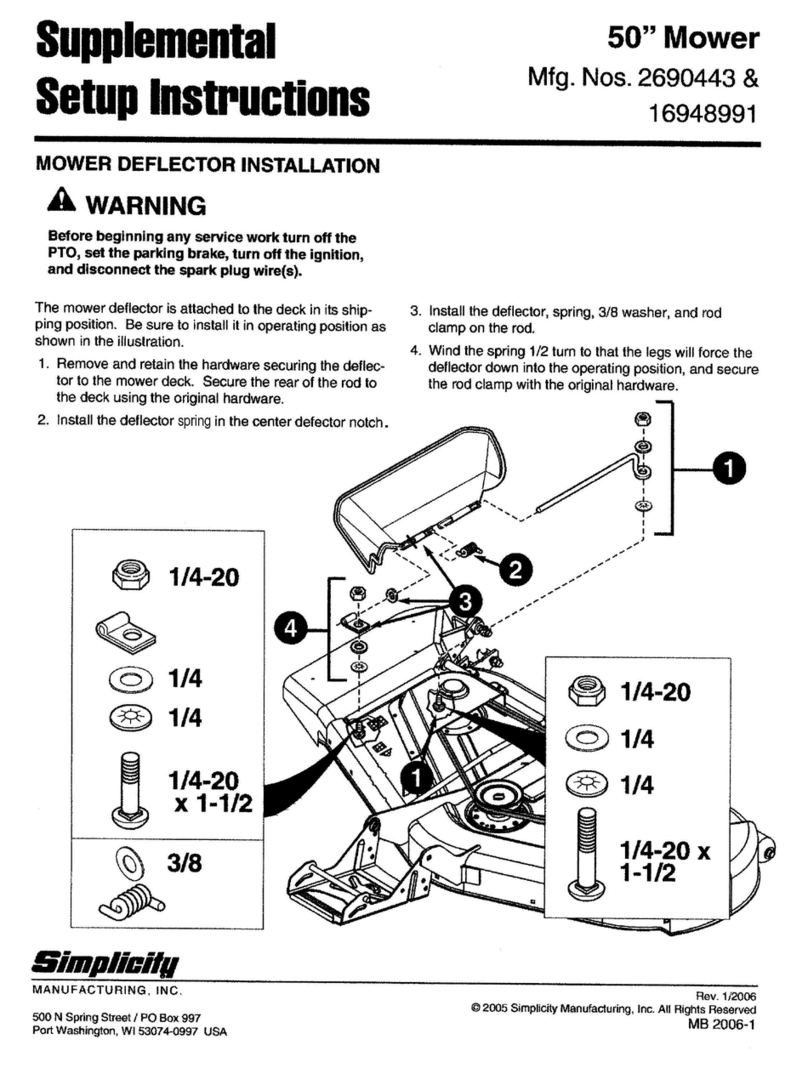Simplicity 50" Mower Supplemental setup instructions