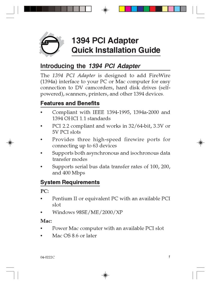 SIIG 1394 PCI Adapter User manual