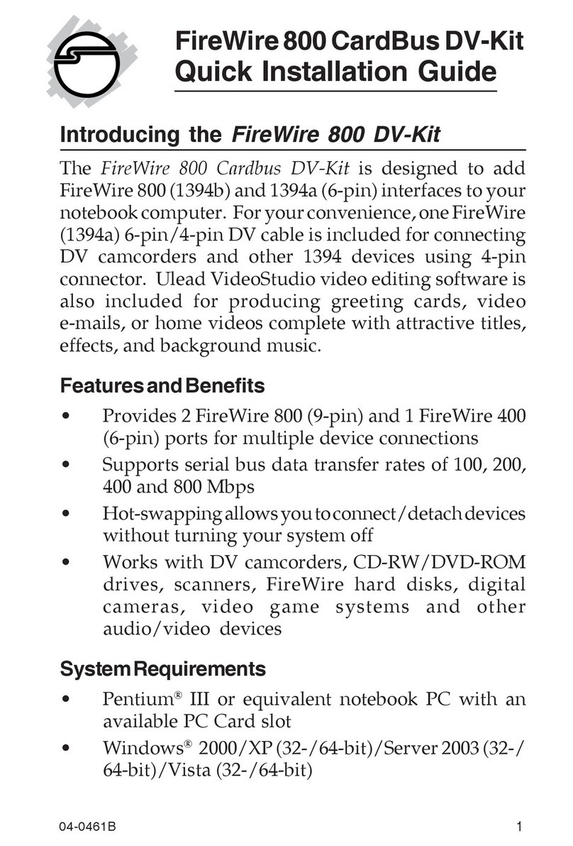 SIIG 1 FireWire 800 CardBus DV-Ki User manual