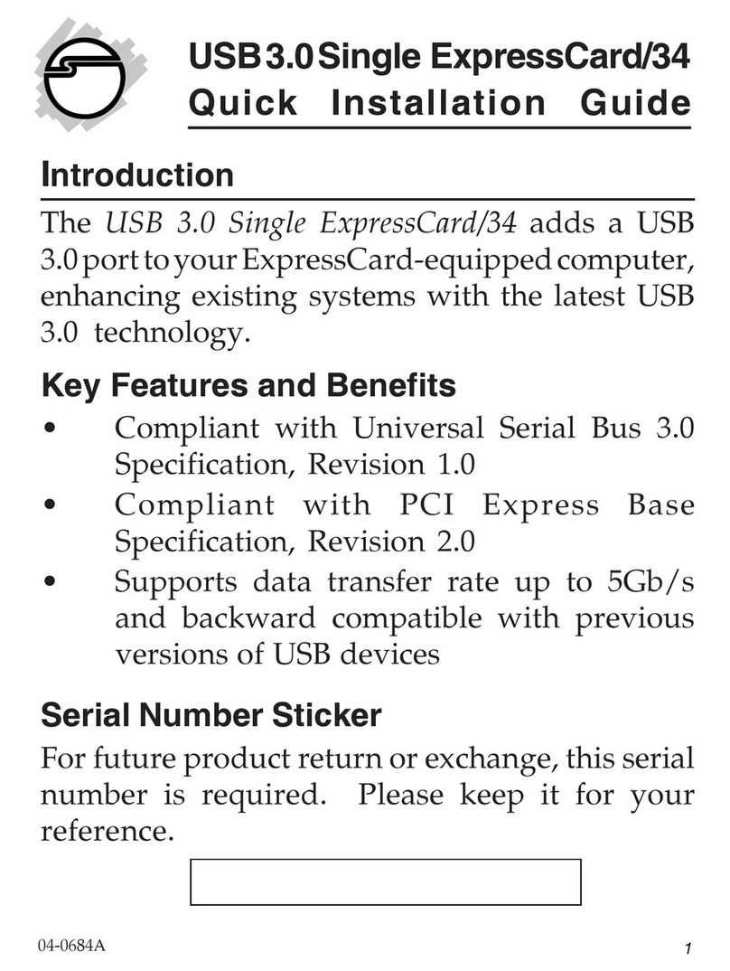 SIIG FireWire 800 2-Port ExpressCard/34 User manual