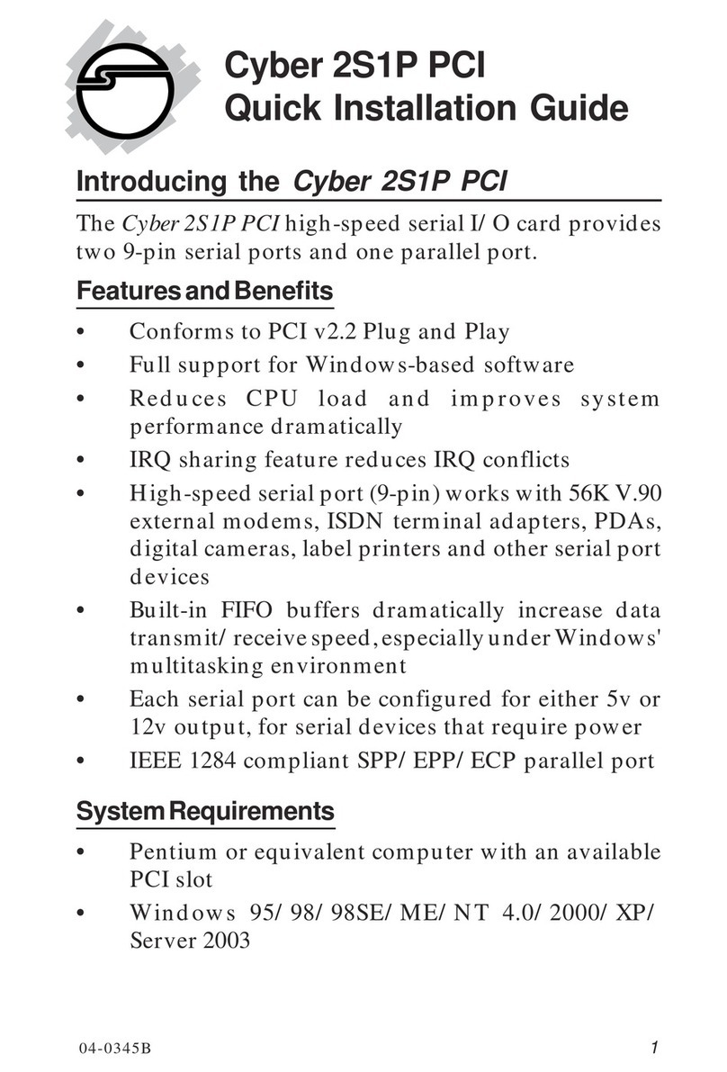 SIIG Cyber 2S1P PCI User manual