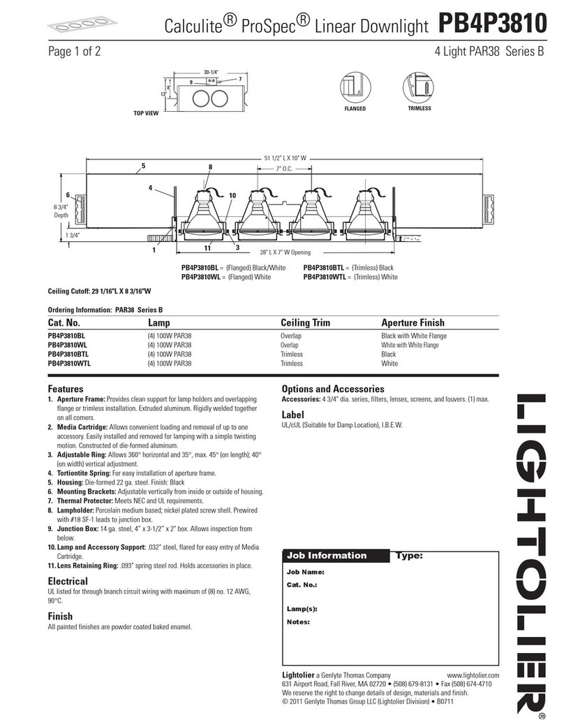 Lightolier Calculite ProSpec PB4P3810 User manual