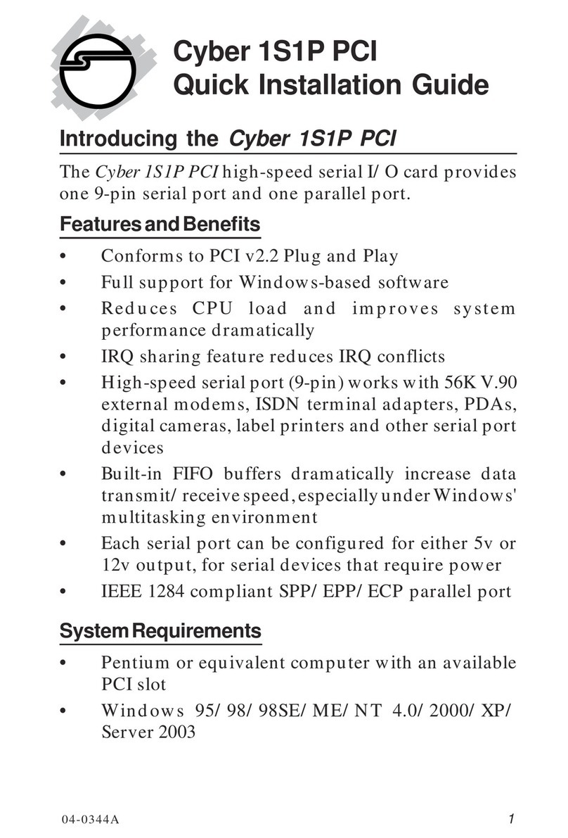 SIIG Cyber 1S1P PCI Quick installation guide