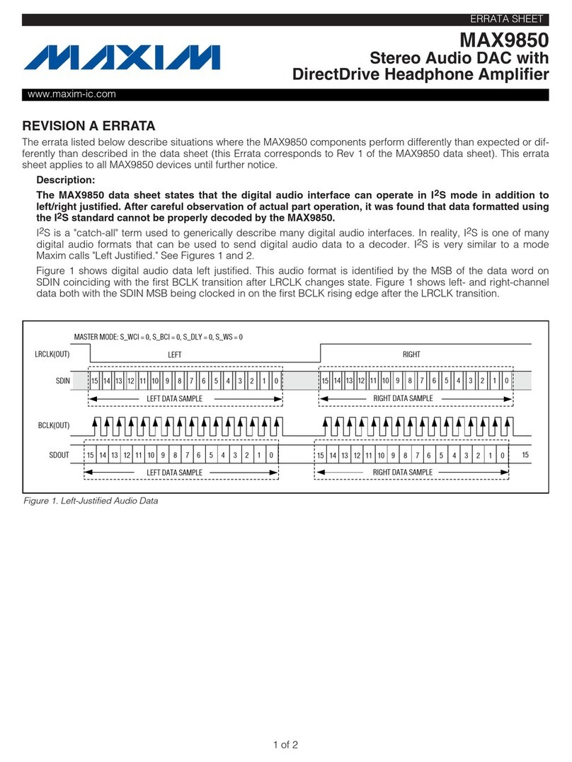 Maxim MAX9850 Errata manual