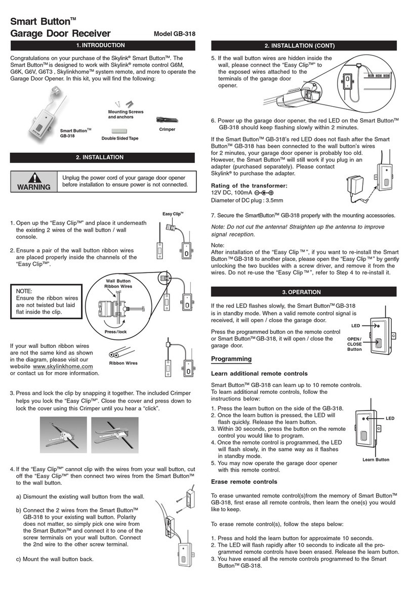 SkyLink SMART BUTTON GB-318 Guide User manual