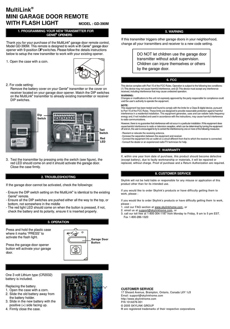 SkyLink MultiLink GD-390M Guide User manual