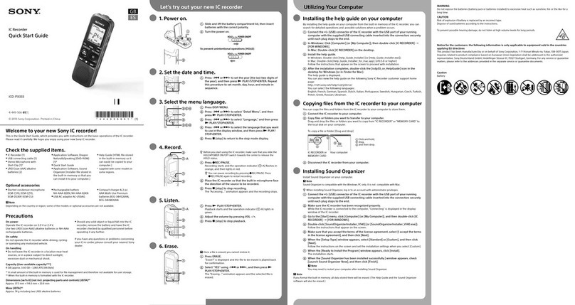 Sony ICD-PX333 quick start guide