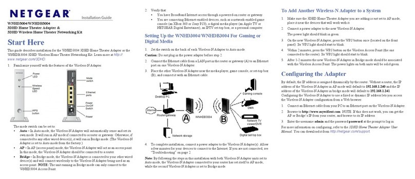 NETGEAR WNHD3004 - High Performance Wireless-N HD Home Theatre... User manual