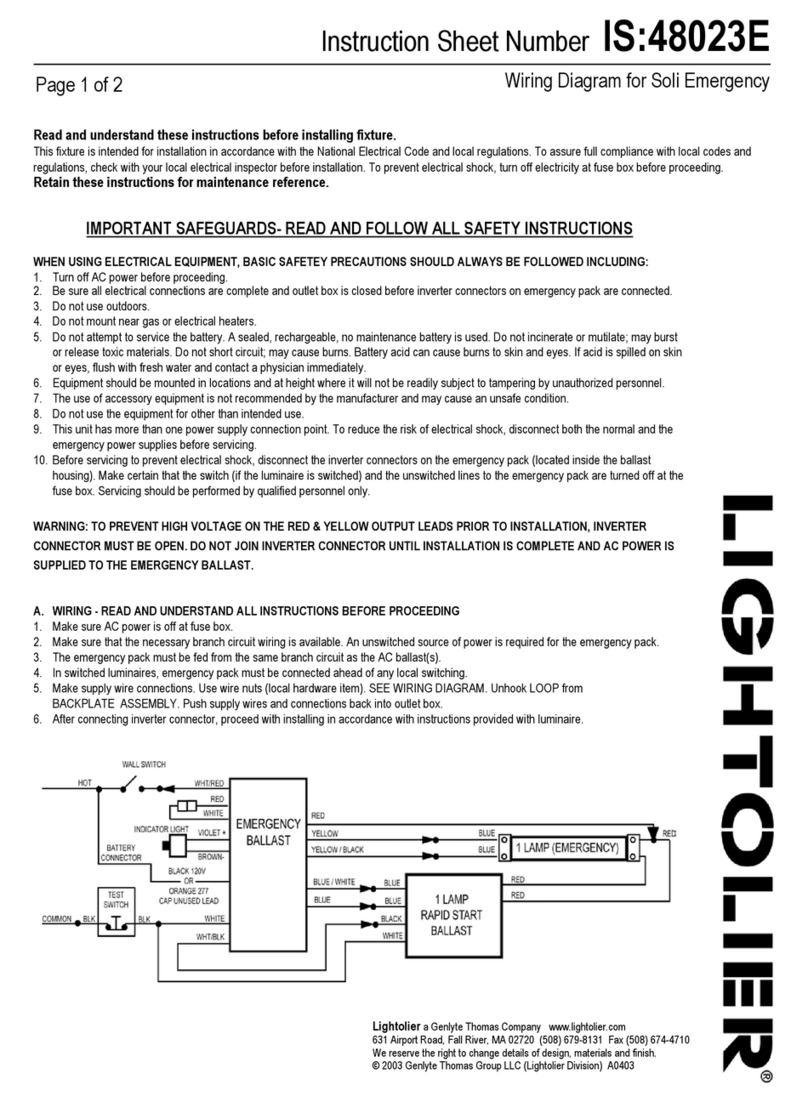 Lightolier Soli Emergency Wiring diagram