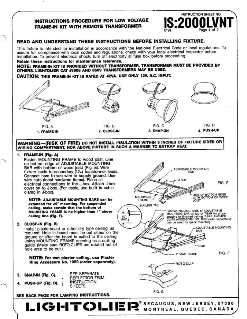 Lightolier LOW VOLTAGE FRAME-IN KIT instructions
