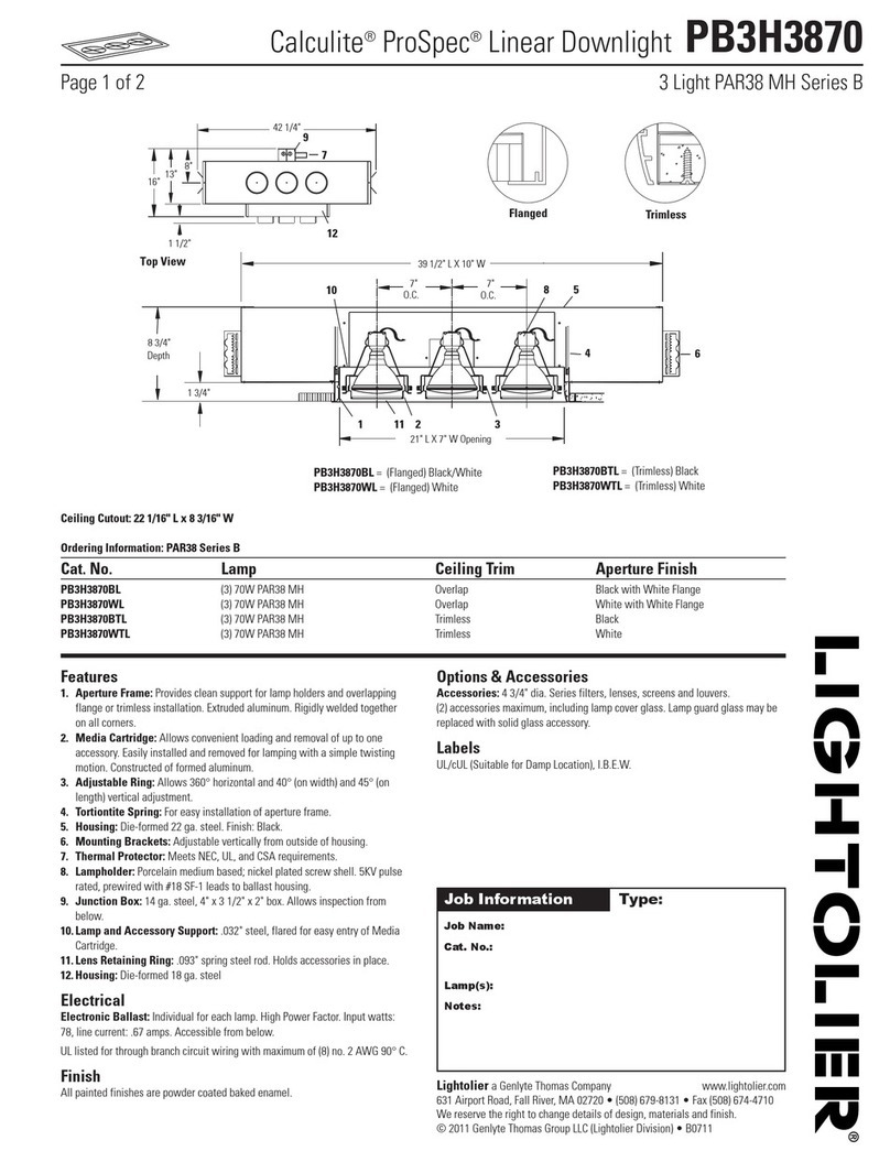 Lightolier Calculite ProSpec PB3H3870 User manual Lightolier Calculite ProSpec PB3H3870 User manual