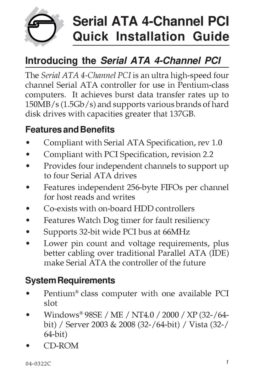 SIIG Serial ATA 4-Channel PCI User manual