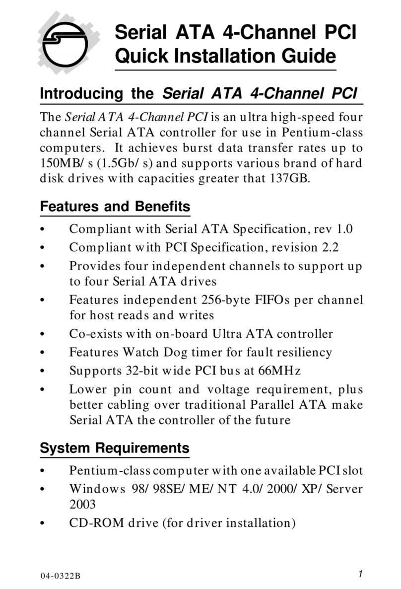 SIIG Serial ATA 4-Channel PCI Quick installation guide