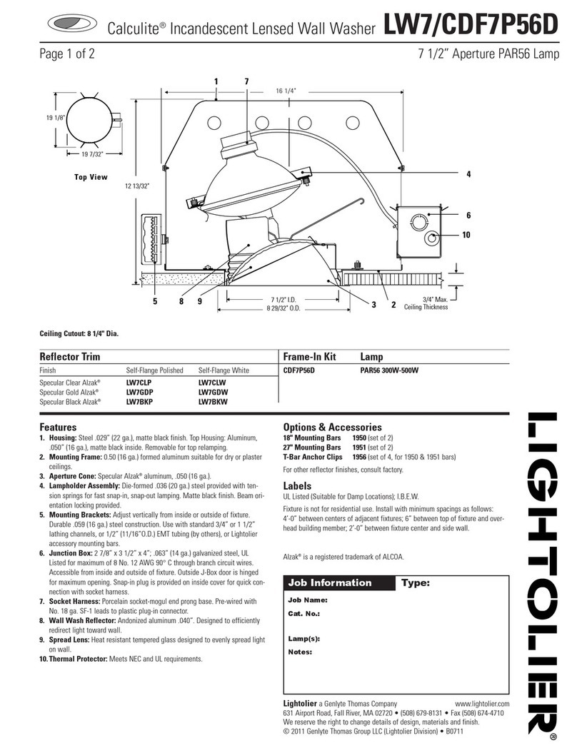 Lightolier Calculite CLW7P56D User manual