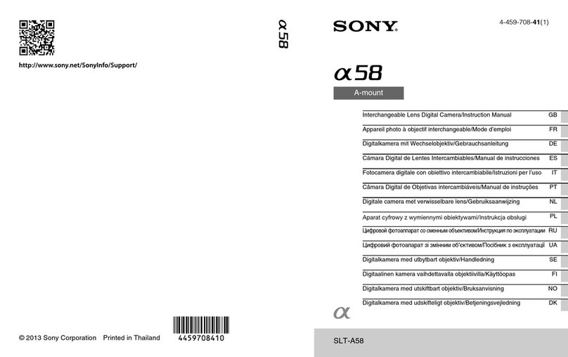 Sony SLT-A58 Installation instructions manual