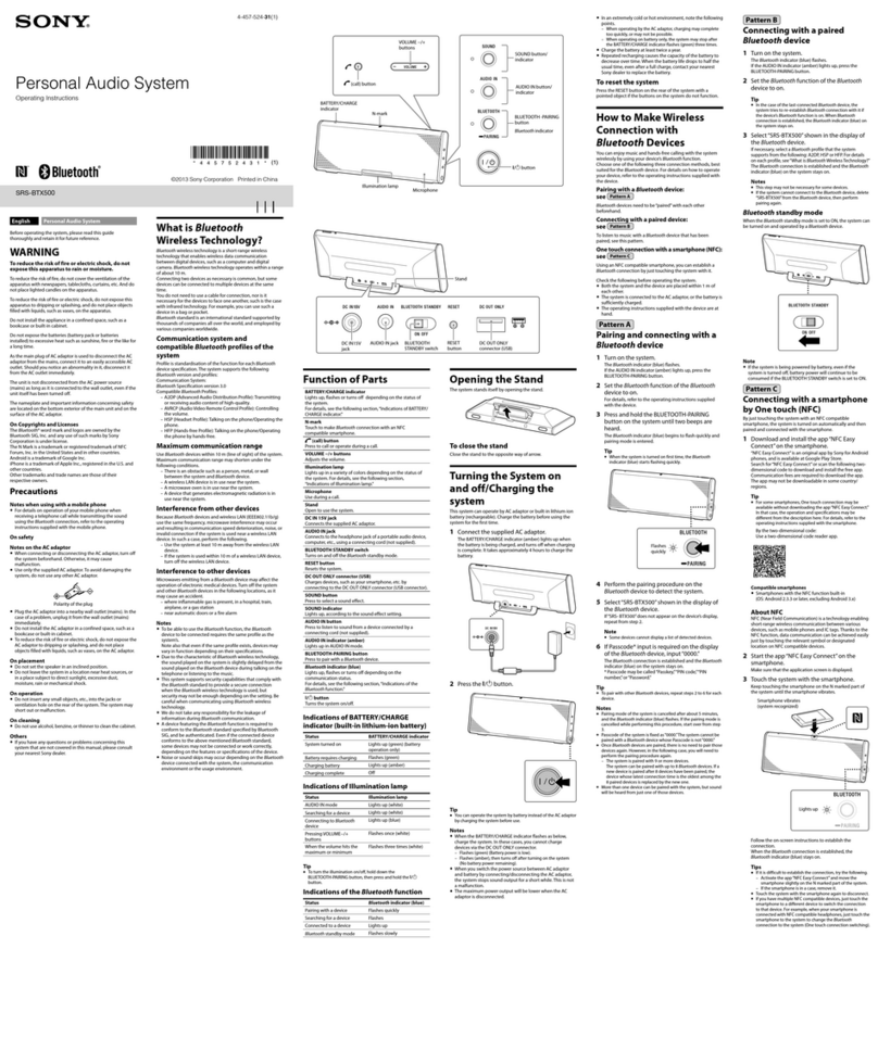 Sony SRS-BTX500 instruction & operation manual