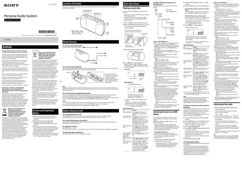 Sony ZS-PE40CP instruction & operation manual