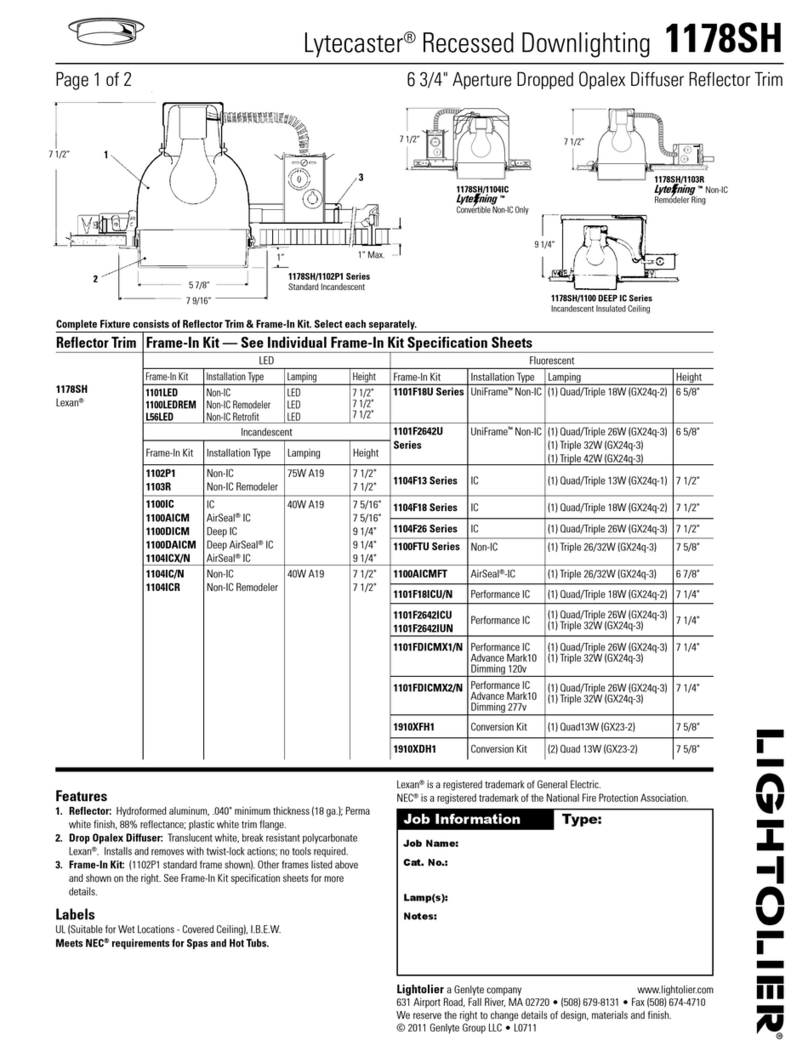 Lightolier Lytecaster 1178SH User manual