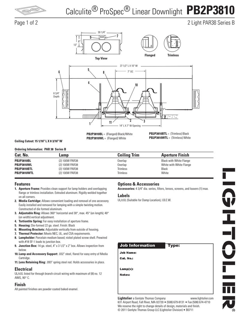 Lightolier Calculite ProSpec PB2P3810 User manual Lightolier Calculite ProSpec PB2P3810 User manual