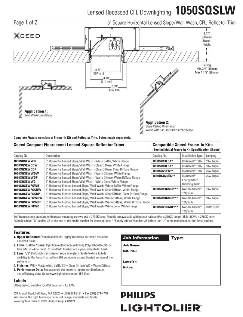 Lightolier Xceed 1050SQSLW User manual