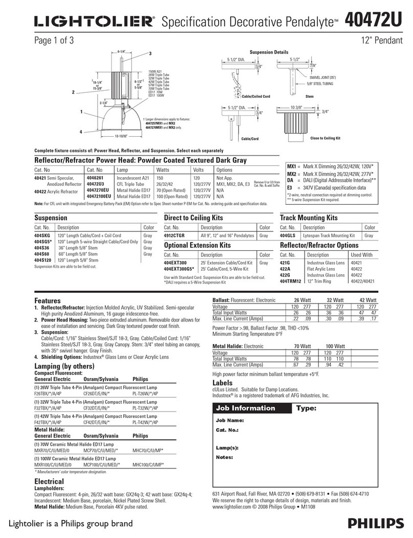 Lightolier Pendalyte 40472U specification
