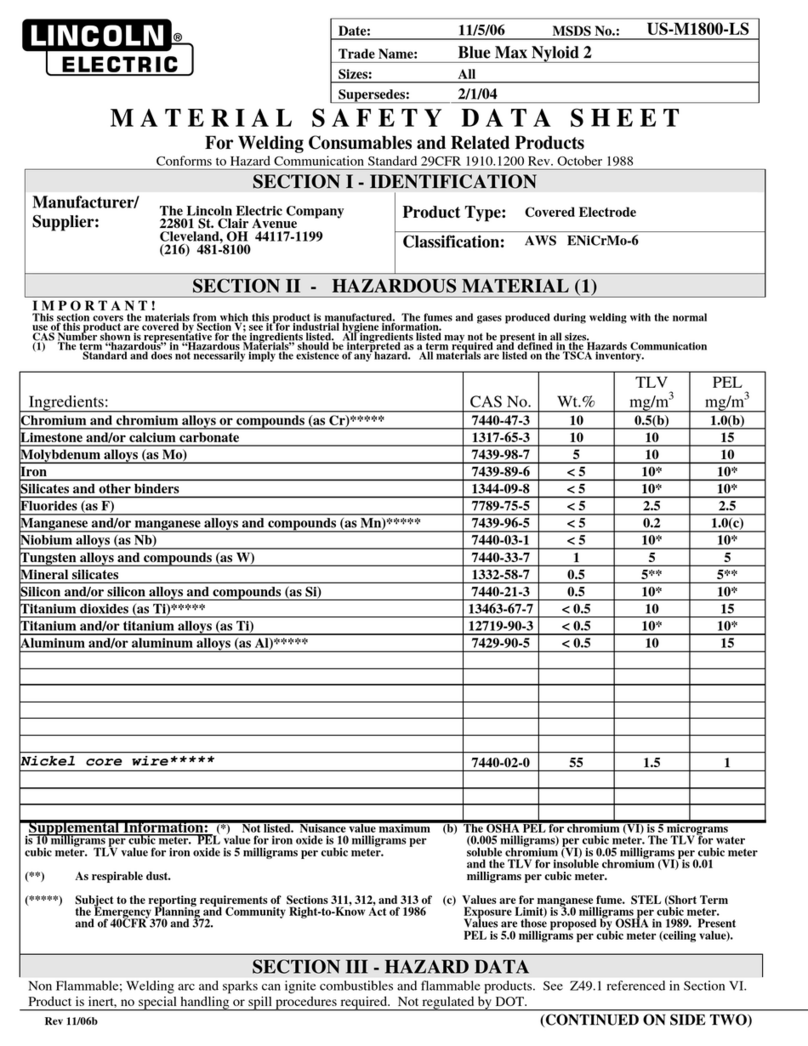 Lincoln Electric US-M1800-LS datasheet