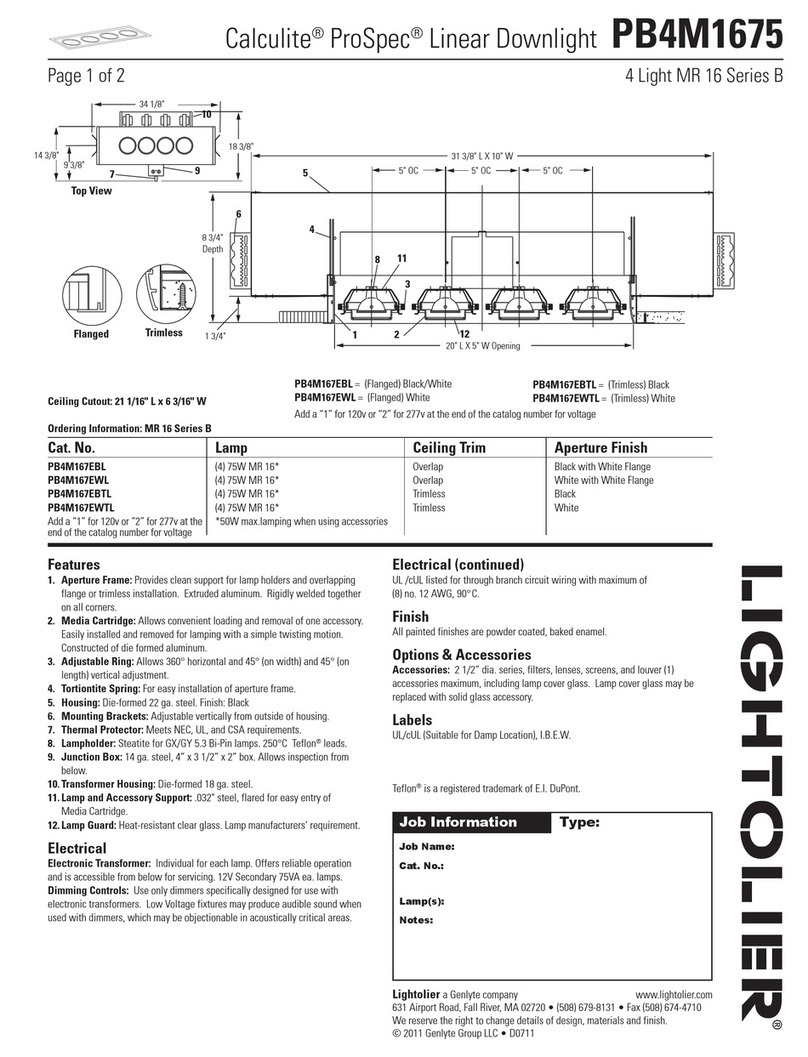 Lightolier Calculite ProSpec PB4M1675 User manual