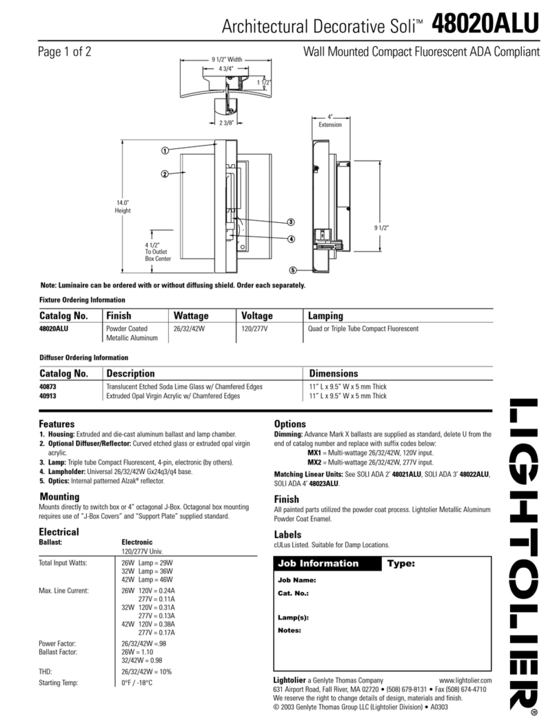 Lightolier Soli 48020ALU User manual Lightolier Soli 48020ALU User manual