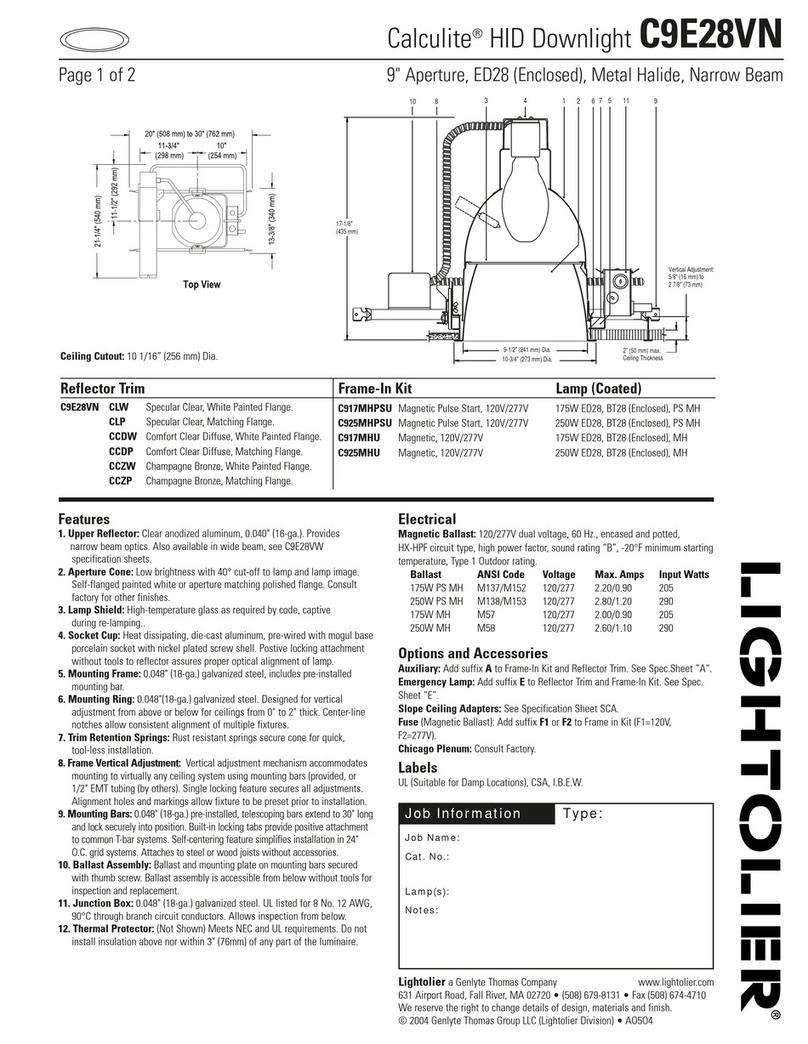 Lightolier Calculite C9E28VN User manual Lightolier Calculite C9E28VN User manual