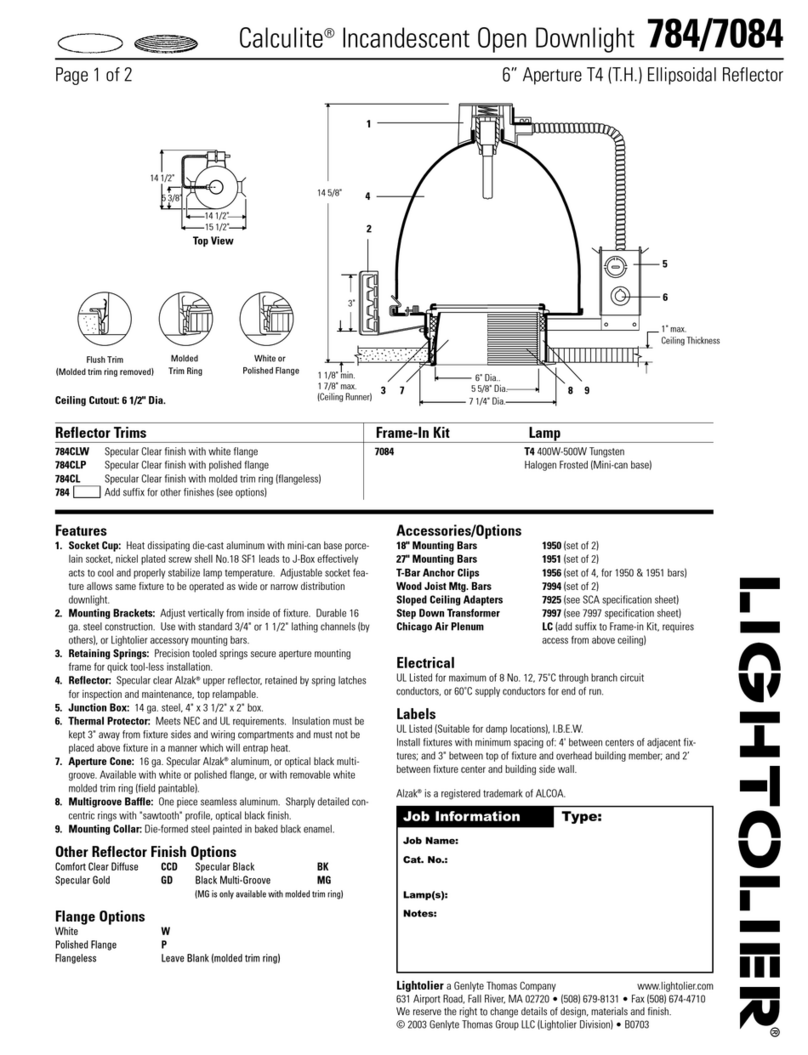 Lightolier Calculite 784 User manual