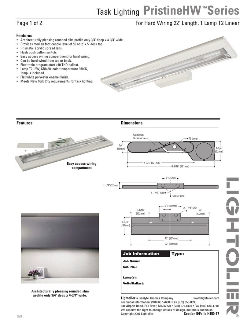 Lightolier PristineHW Series User manual