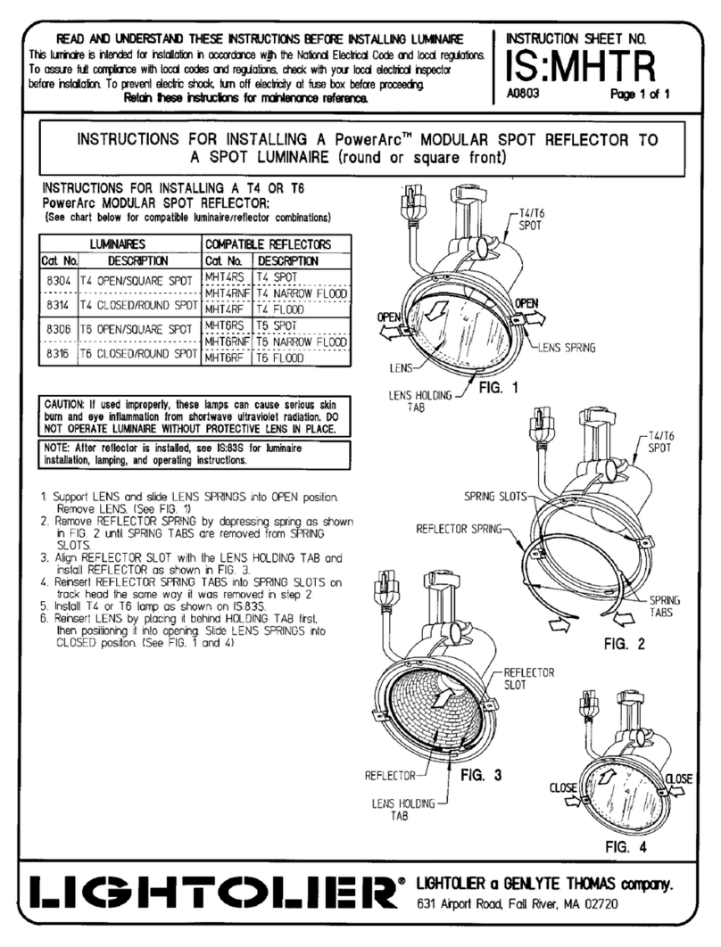 Lightolier PowerArc Modular spot reflector Guide