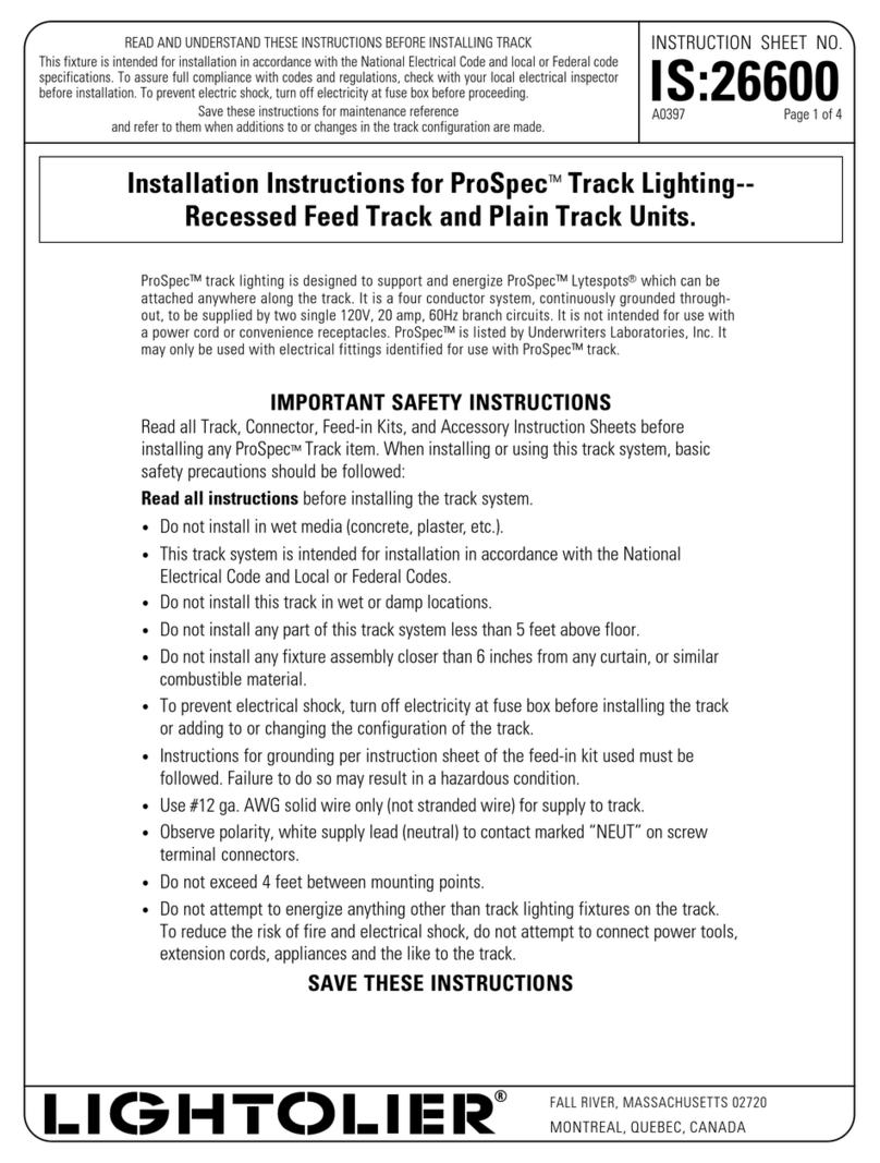 Lightolier ProSpec Track Lighting User manual Lightolier ProSpec Track Lighting User manual