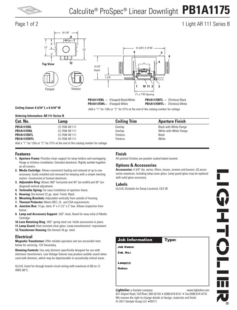 Lightolier Calculite ProSpec PB1A1175 specification