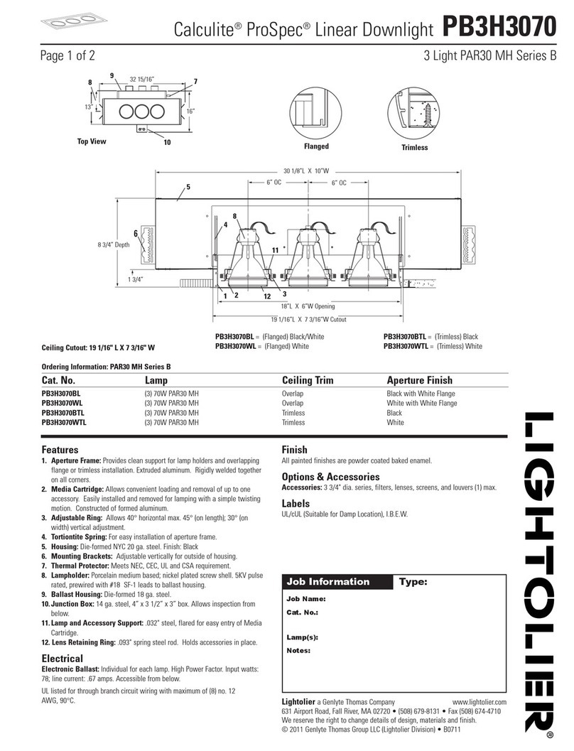 Lightolier Calculite ProSpec PB3H3070 User manual