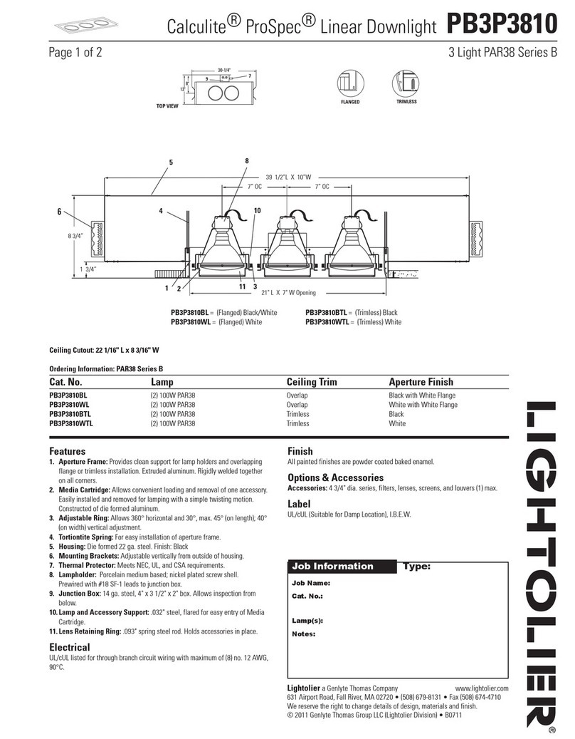 Lightolier Calculite ProSpec PA3P3810 User manual