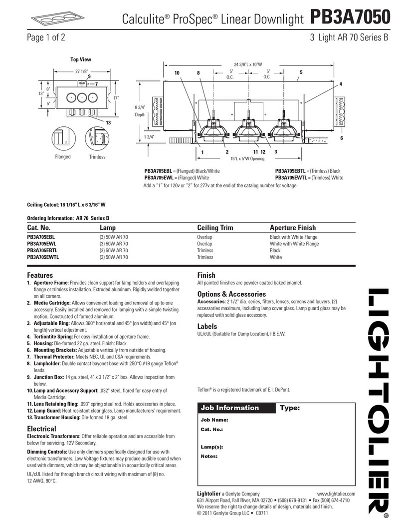 Lightolier Calculite ProSpec PB3A7050 User manual
