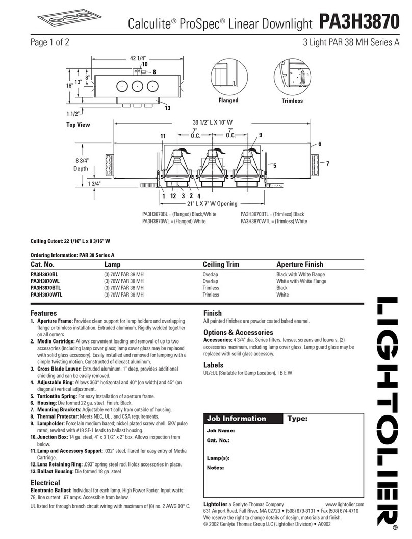 Lightolier Calculite ProSpec PA3H3870 User manual