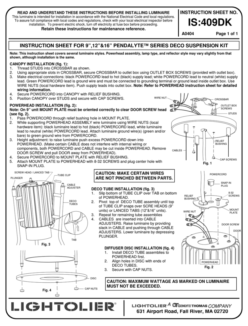 Lightolier 9” PENDALYTE SERIES User manual