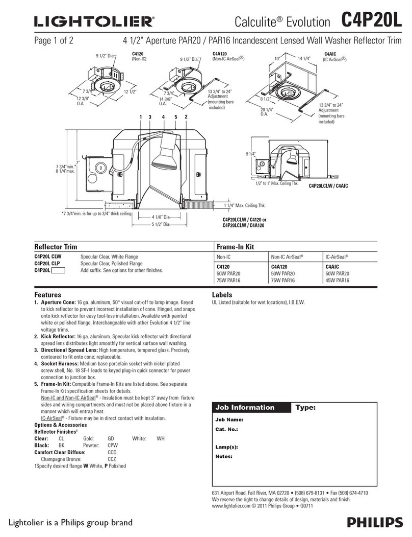 Lightolier Calculite C4P20L User manual Lightolier Calculite C4P20L User manual