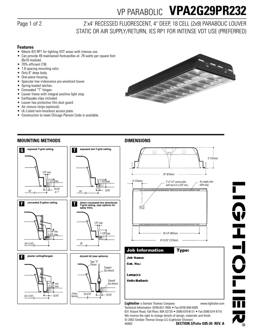 Lightolier VP PARABOLIC VPA2G29PR232 specification