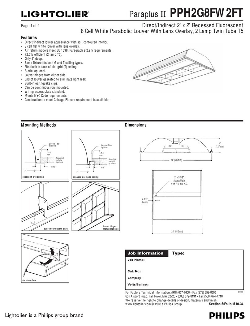 Lightolier Paraplus II PPH2G8FW2FT User manual