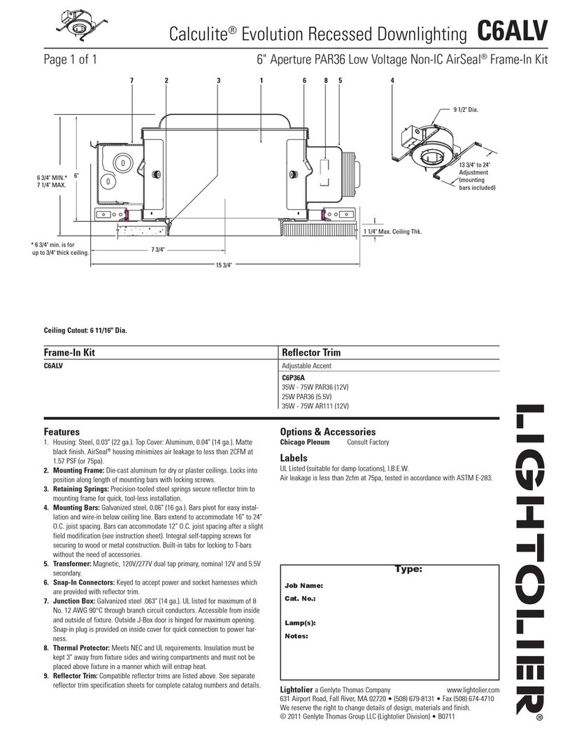 Lightolier Calculite C6ALV User manual Lightolier Calculite C6ALV User manual