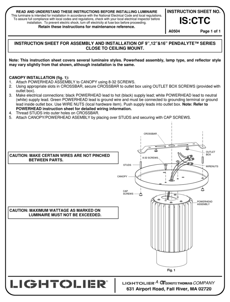 Lightolier 9” PENDALYTE SERIES Instruction Manual
